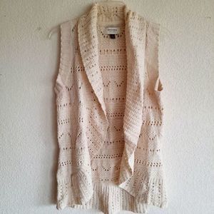 Sonoma Ivory Crochet Open Front Sweater Vest